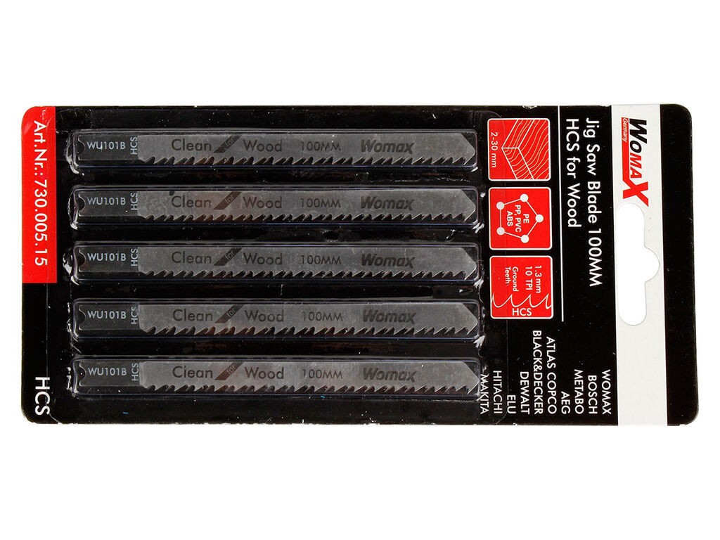 Womax List za ubodnu testeru 100mm Hcs, Za drvo, 5 komada