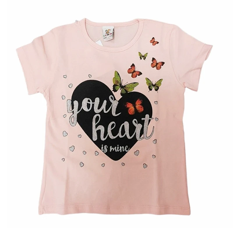 VRABAC Majica za devojčice Heart, Breskva