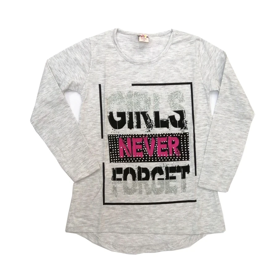 VRABAC Majica dugih rukava za devojčice Girls never forget, Siva