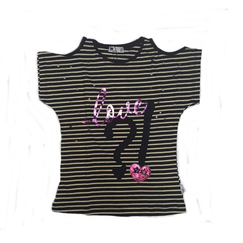 VRABAC Majica za devojčice Love, Crno-bela