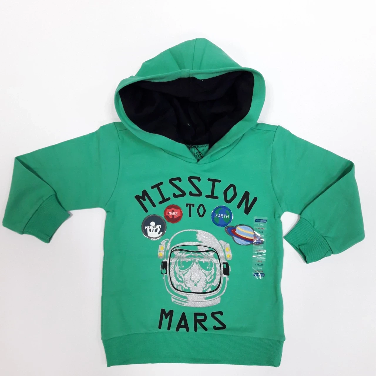VRABAC Duks sa kapuljačom za dečake Mission to mars, Zeleni
