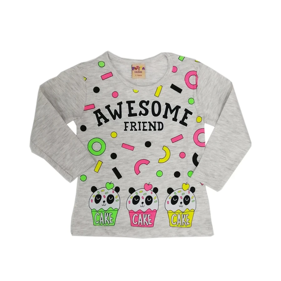 VRABAC Majica dugih rukava za devojčice Awesome, Siva