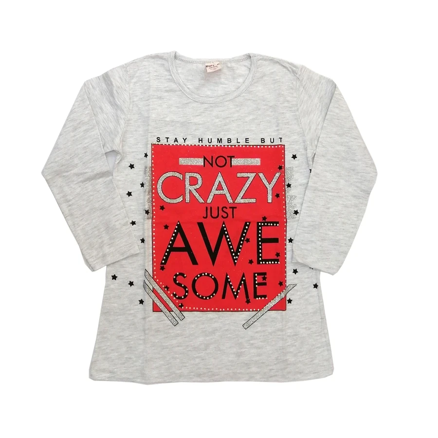 VRABAC Majica dugih rukava za devojčice Not crazy, Svetlosiva
