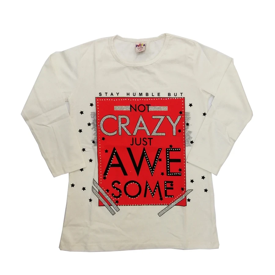 VRABAC Majica dugih rukava za devojčice Not crazy, Bež