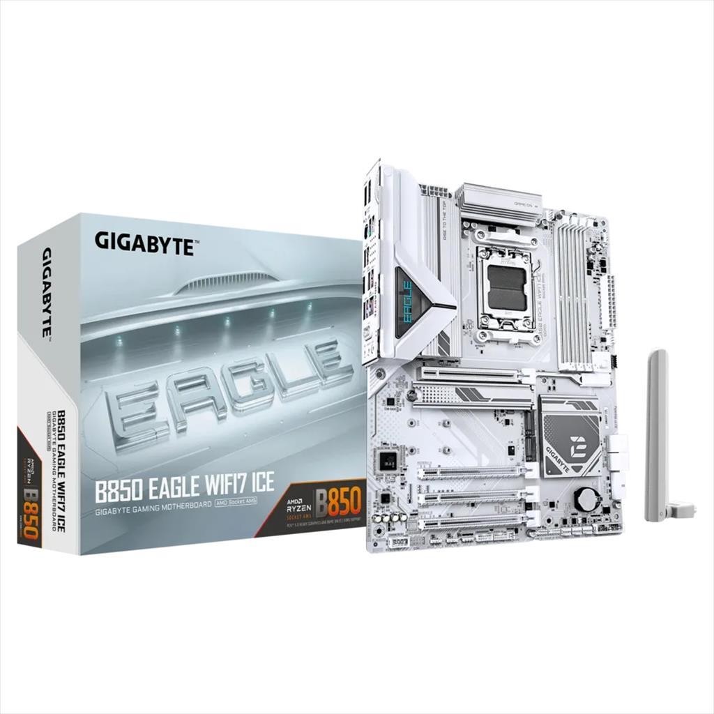 GIGABAЈT matična ploča AM5 B850 Eagle Wifi7 Ice Gigabyte 4XDDR5 8200Mhz (O.C), Dp, Hdmi, Pci-Ex16 5.0, Pci-Ex8 4.0, Pci-Ex4 4.0, 3XM.2, 4XSATA3, Wi-Fi 7, Bt 5.4