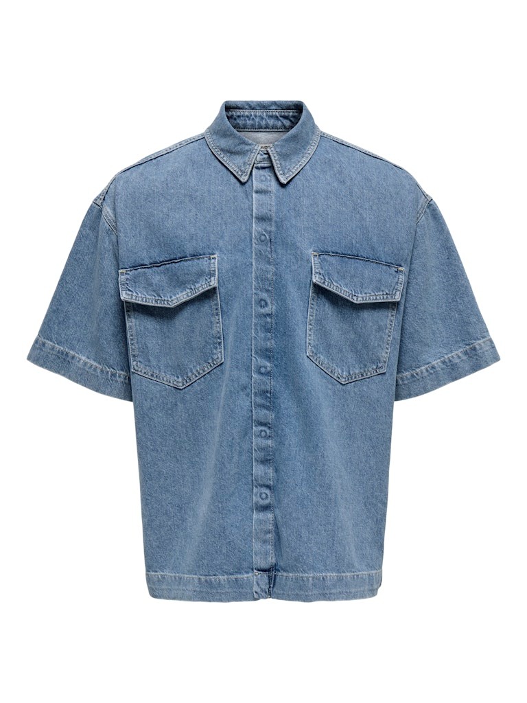 Only Muška teksas košulja Bert, Plava