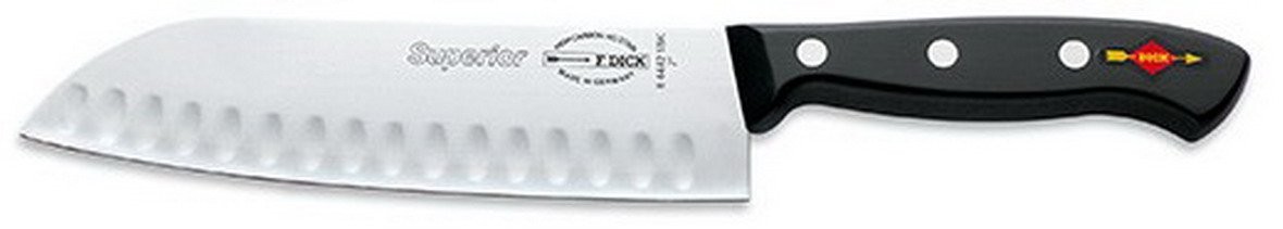 Dick Nož Santoku Superior, Bočno nazubljen, 18cm, Crni