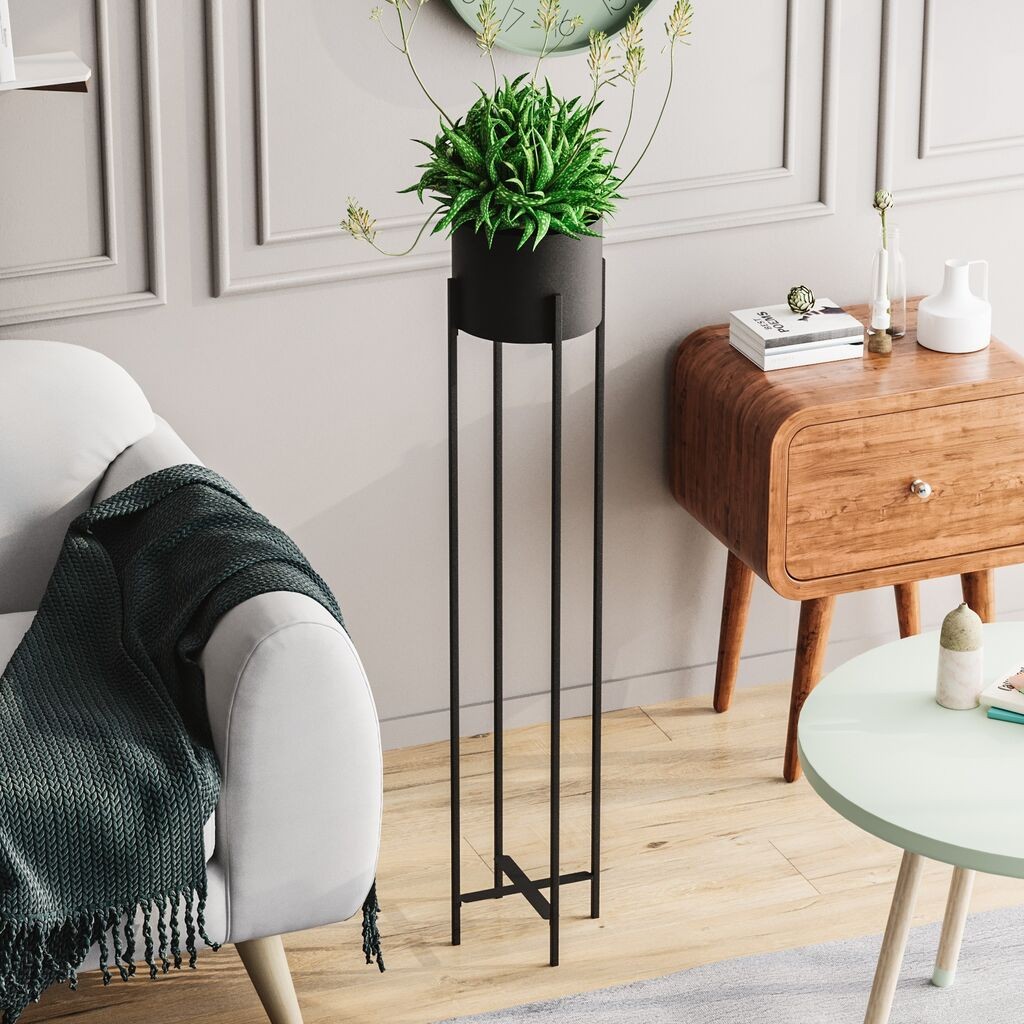 Aberto Design Dekorativna saksija GED-024, 23x108x23 cm, O 20 cm,, Crna