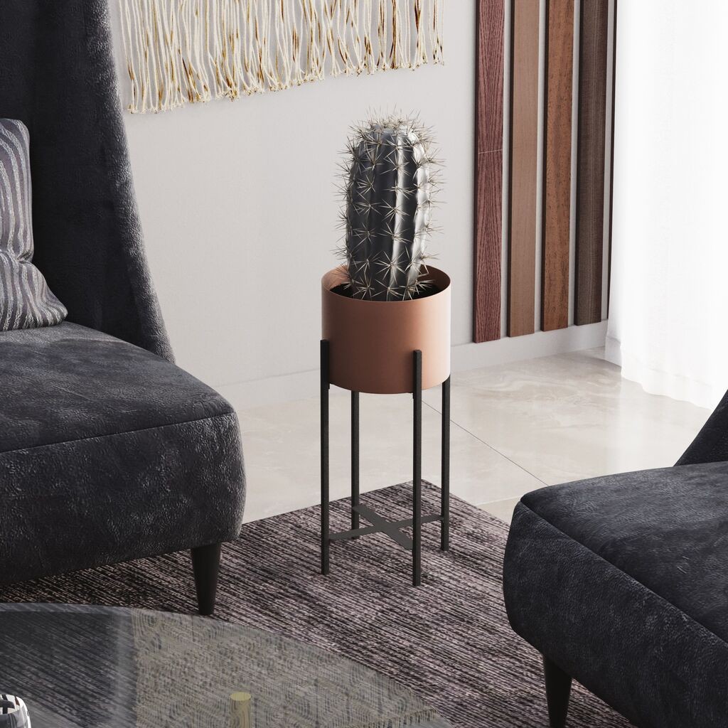 Aberto Design Dekorativna saksija GED-026-B, 23x48x23 cm, Crno-terakota