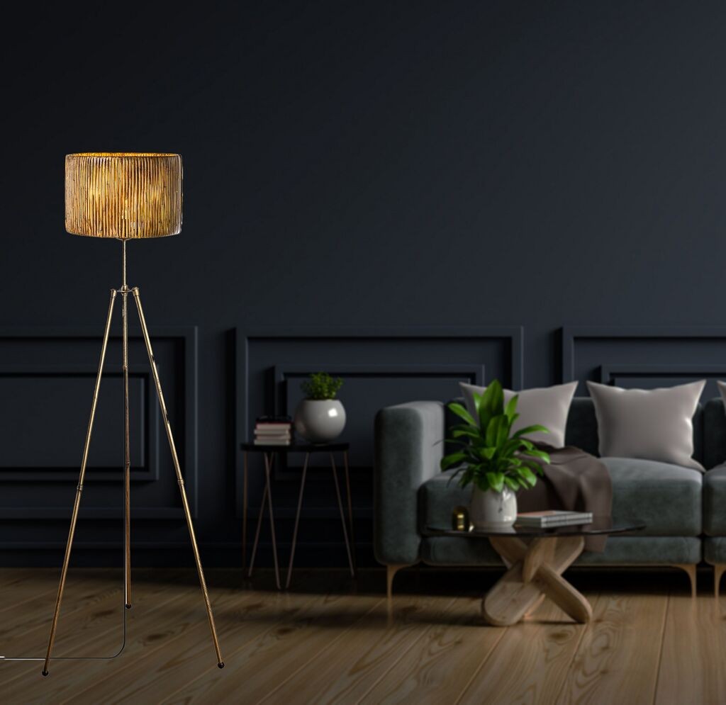 Opviq Podna lampa Wheel, 160cm, Zlatne boje