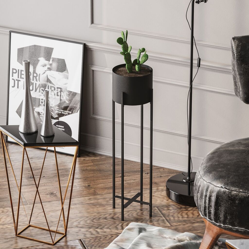 Aberto Design Dekorativna saksija GED-025, 23x78x23 cm, O 20 cm,, Crna