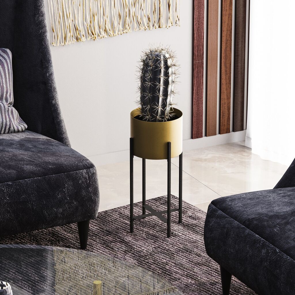 Aberto Design Dekorativna saksija GED-026-A, 23 cmx48 cm, Crno-zlatna