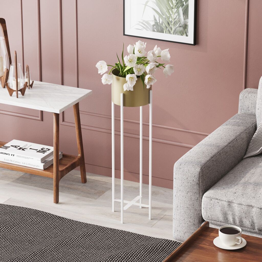 Aberto Design Dekorativna saksija GED-025-C, 23x78x23 cm, Bela