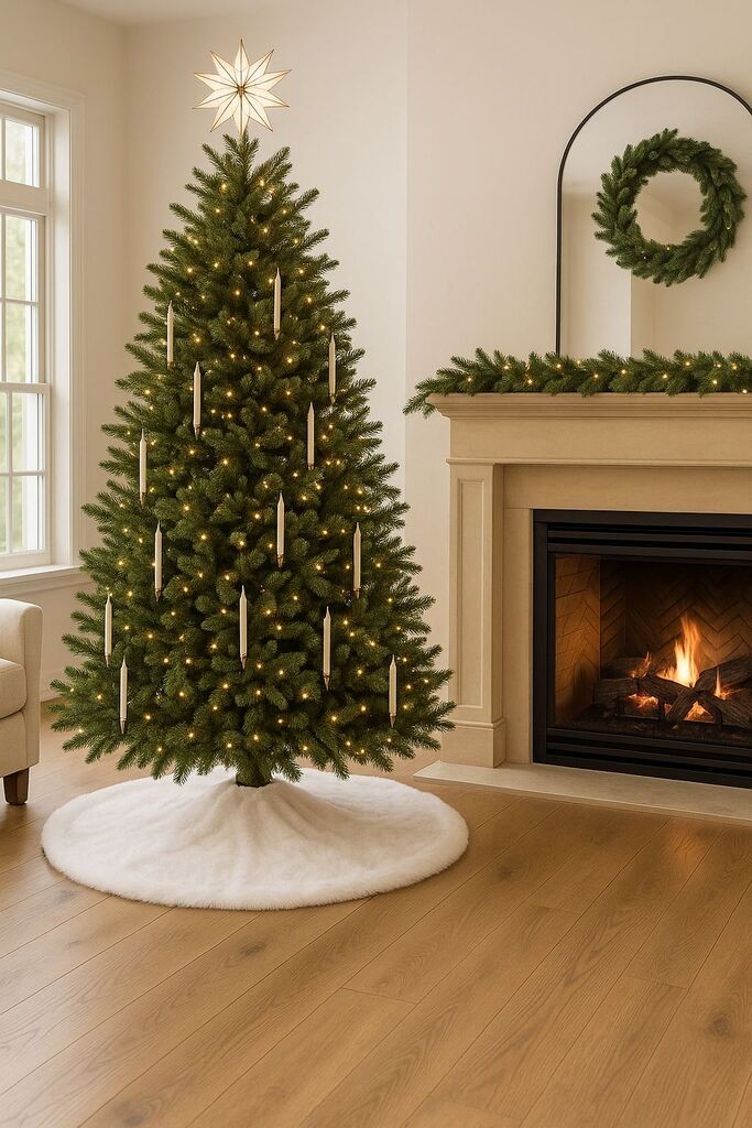 Aberto Design Podloga za jelku Yilbasi, Okrugli, 100x100 cm, Beli