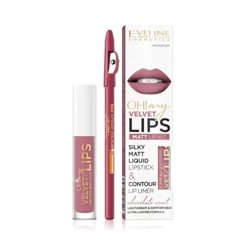 Eveline Set mat tečni karmin i olovka My Lips, 13, 4.5ml