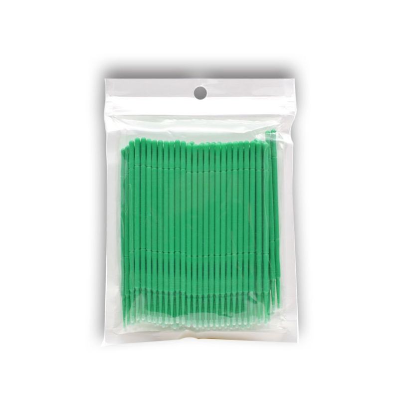 Mikrofiber štapići za trepavice, 100 komada, Zeleni