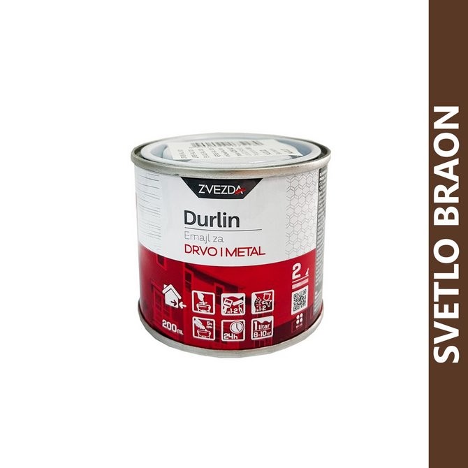 DURLIN Emajl za drvo i metal, 0.2l, Svetlo braon