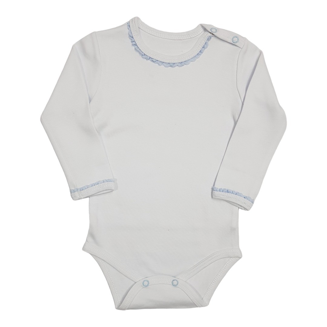 BUNNY BOO Bodi za bebe dugih rukava, Belo-plavi