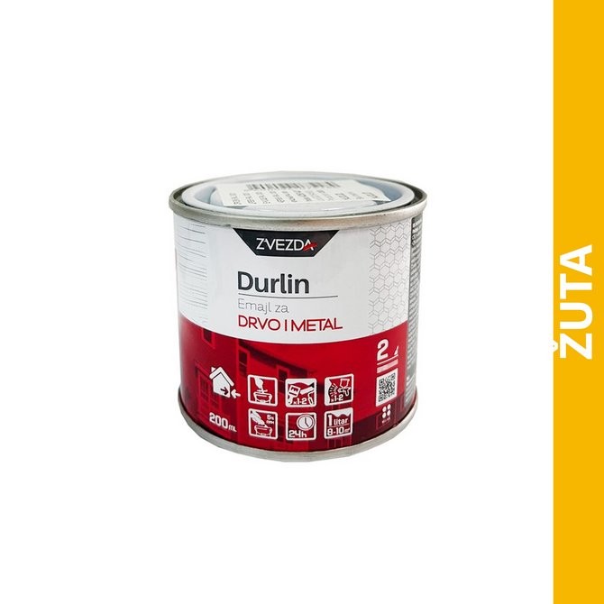 DURLIN Emajl za drvo i metal, 0.2l, Žuti