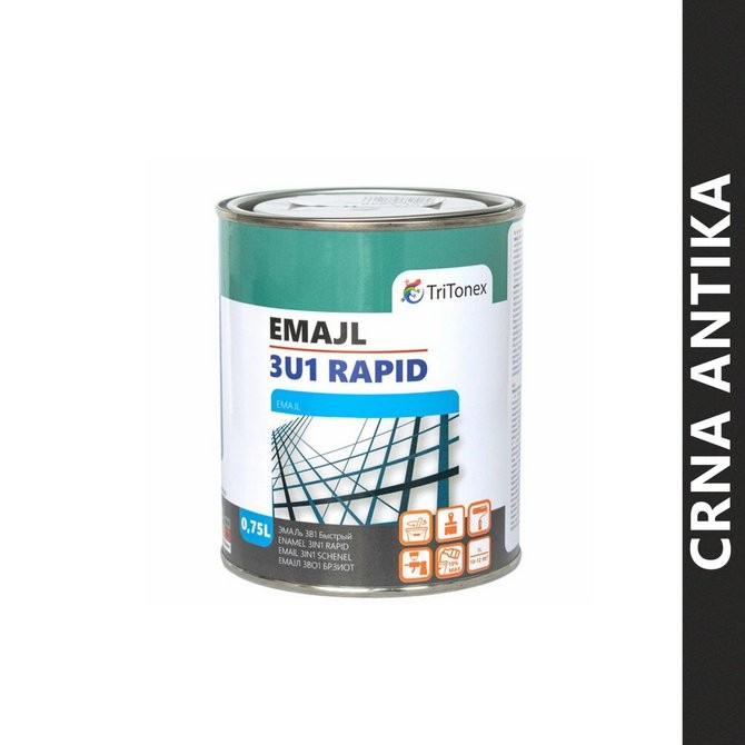 TRITONEX Emajl za metal 3u1 Rapid, 0.75l, Crna antika