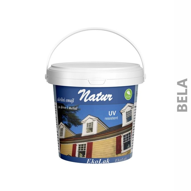 NATUR Akrilni emajl za drvo i metal, 0.75l, Mat bela
