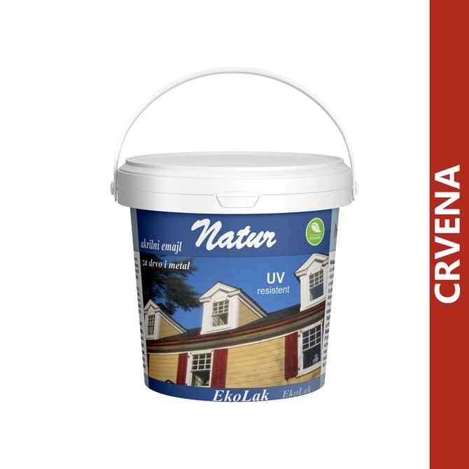 NATUR Akrilni emajl za drvo i metal, 0.75l, Crvena