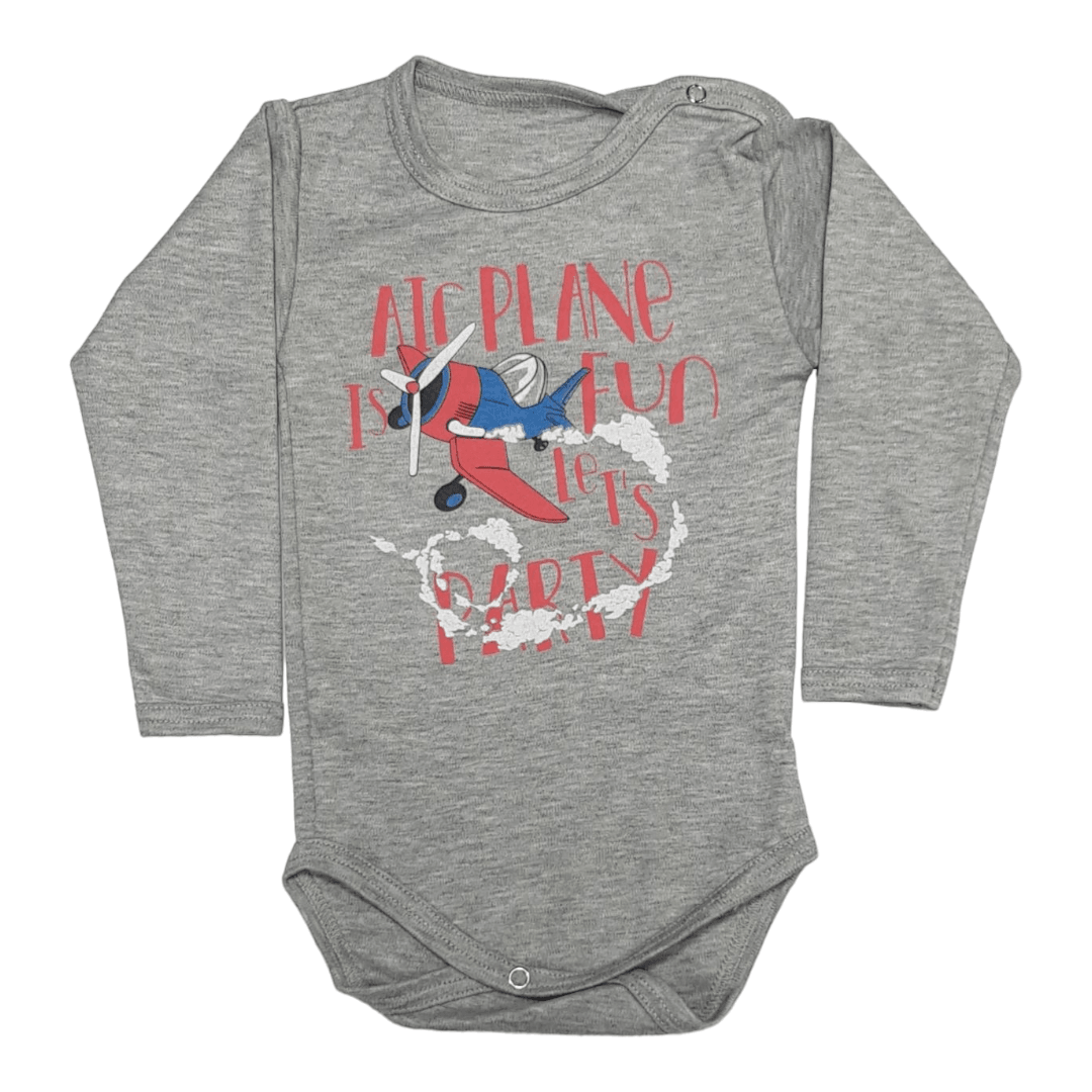 BEBI SAN Bodi za bebe dugih rukava Avion, Sivi