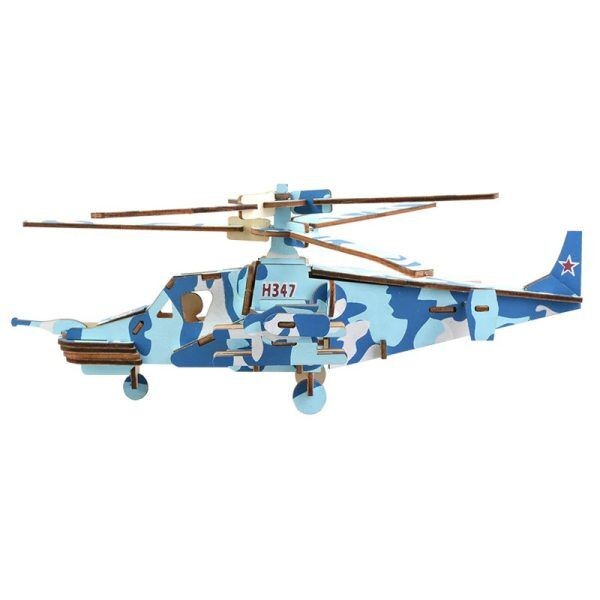 3D drvena slagalica Helikopter Ajkula, 82 dela, Plava