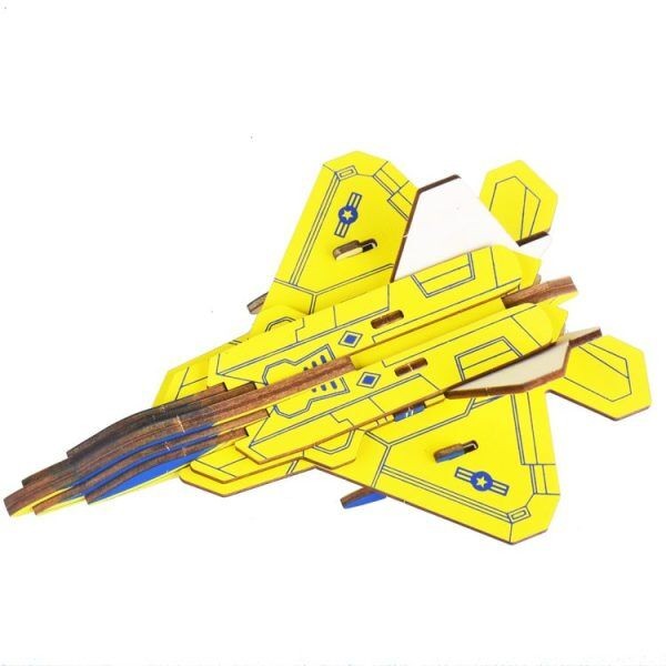 3D drvena slagalica F22 Raptor, 23 dela, Žuti