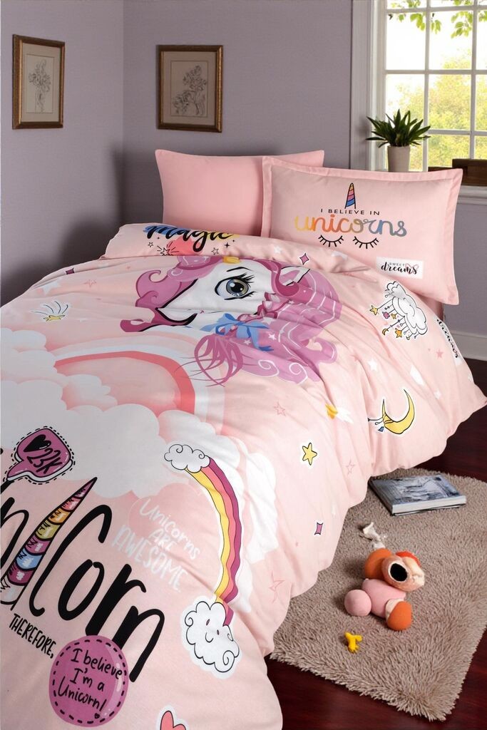 Viktorija Dečija posteljina DREAM, 100% pamuk, Dezen Unicorn
