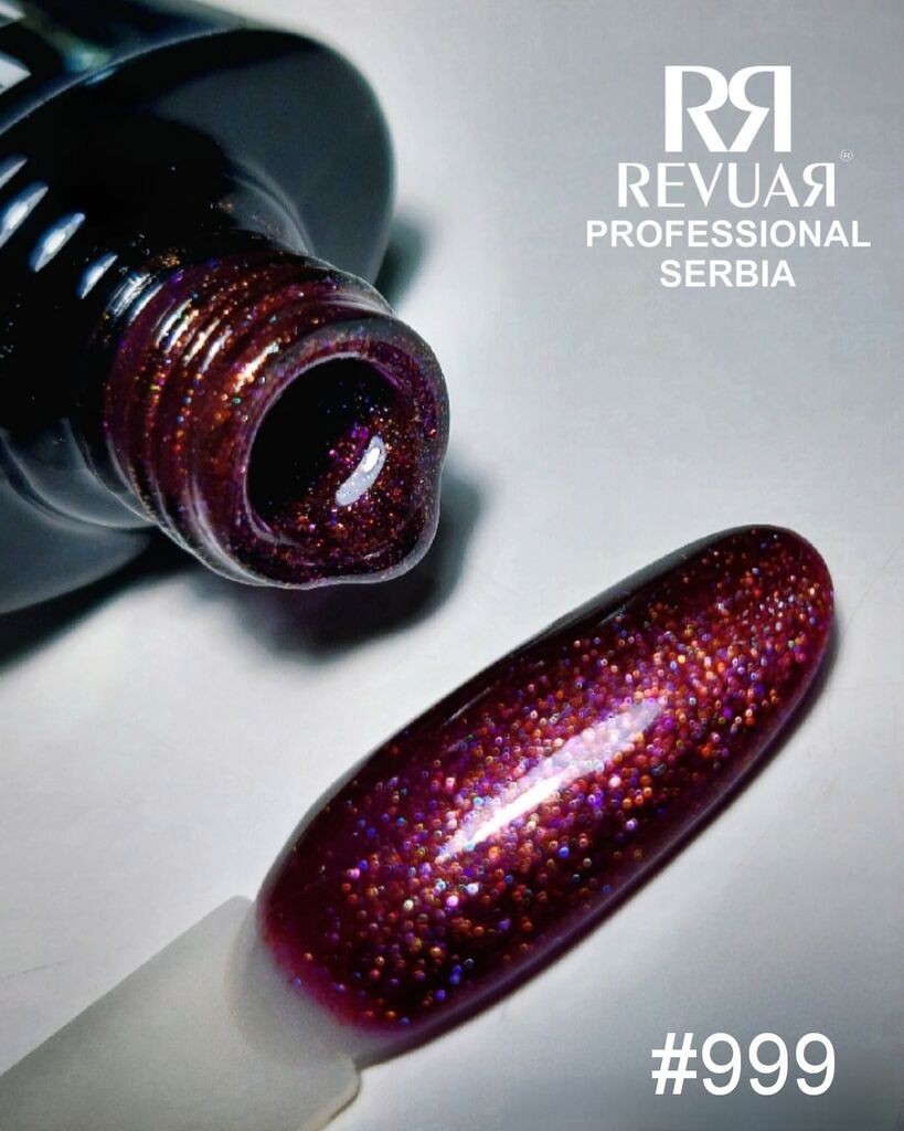 Revuar UV LED Glitter gel lak 999, Bodro-ljubičasti