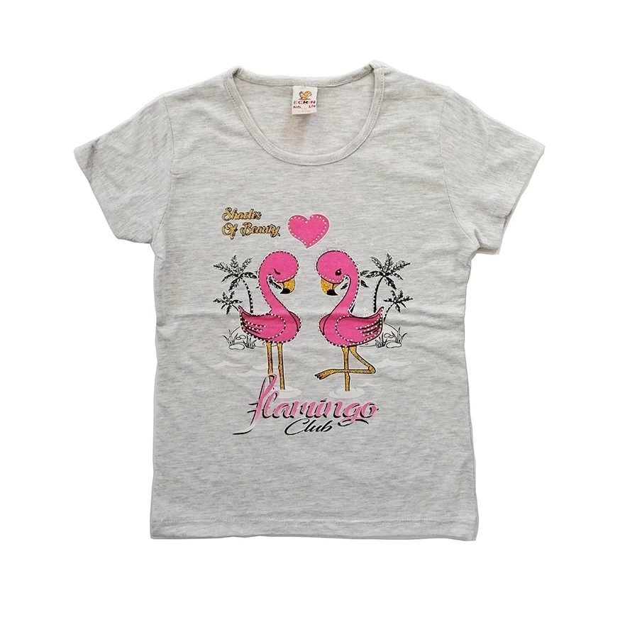 Majica za devojčice Two flamingos, Svetlosiva