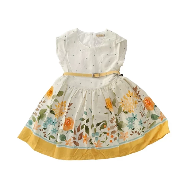 Haljina za devojčice sa motivom cveća 8201, Bela