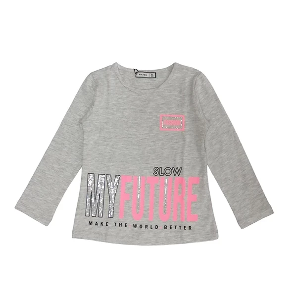 Majica dugih rukava za devojčice 31536, Svetlosiva