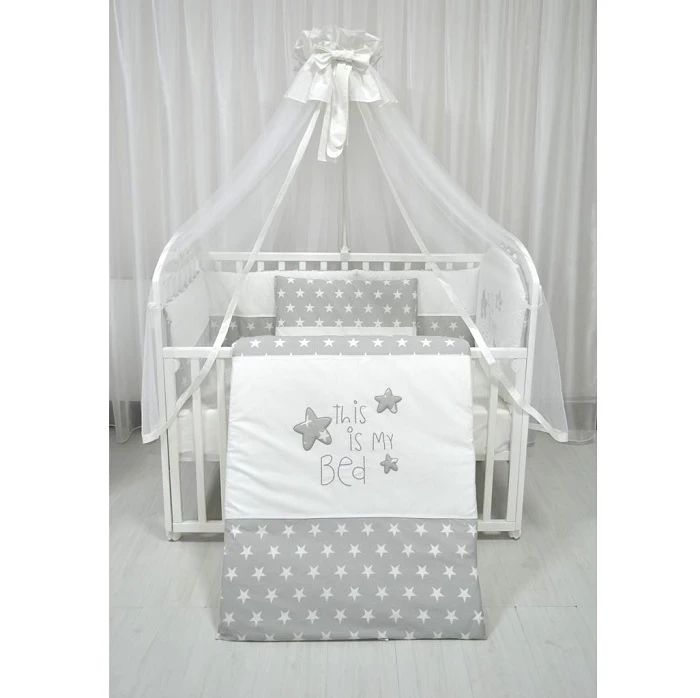 VRABAC Posteljina za krevetac This is my bed 900038, Sivo- bela