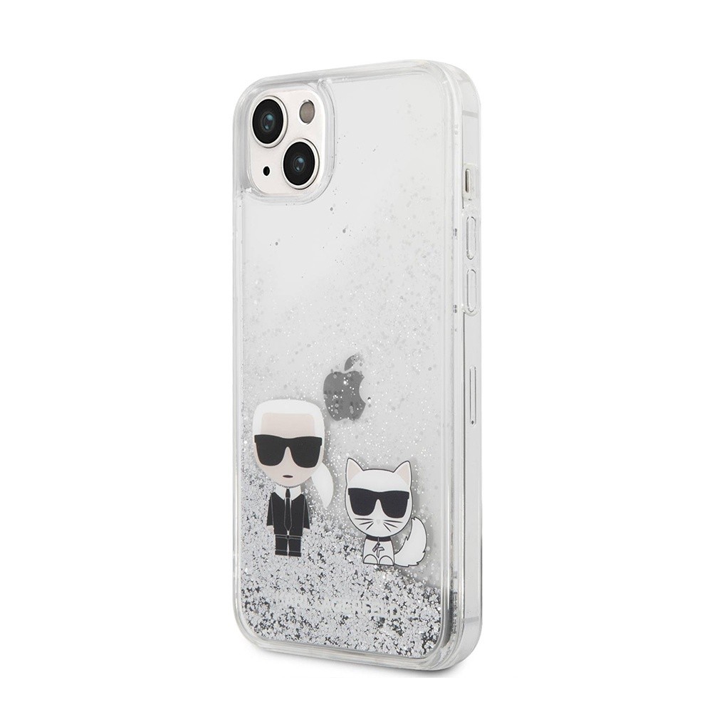 KARL LAGERFELD Maska za telefonHc Liquid Glitter Karl&Choupette za iPhone 14 Plus 6.7, Srebrne boje