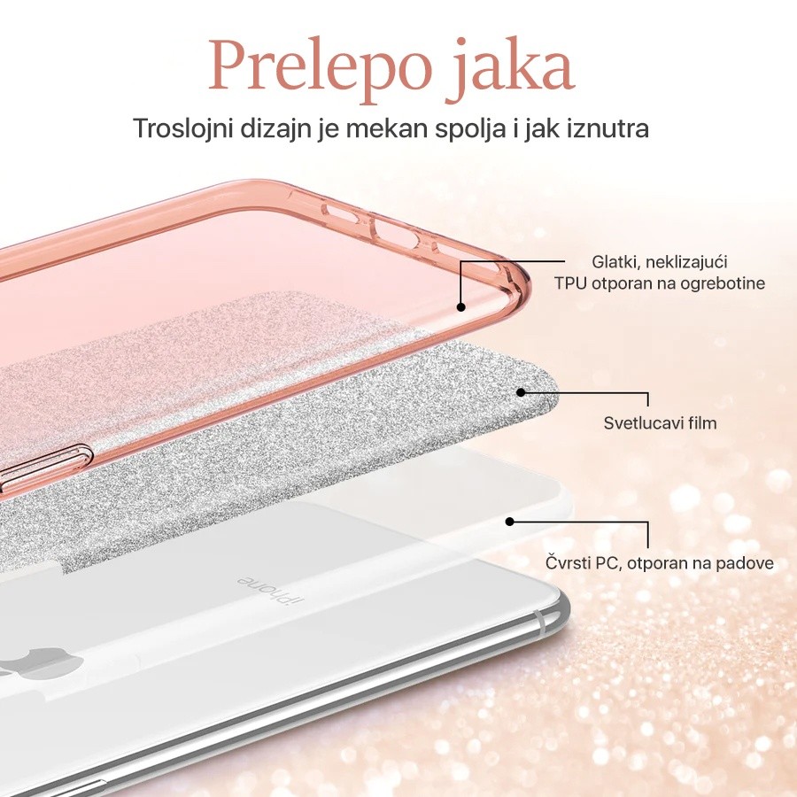 TERACELL Maska za telefon Crystal Dust za Samsung A145R/A146B Galaxy A14 4G/5G, Roze