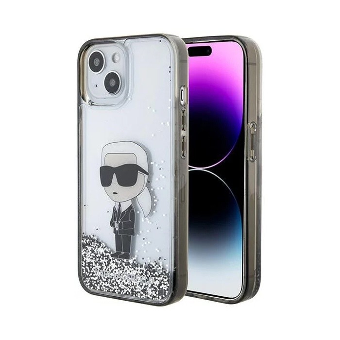 KARL LAGERFELD Maska za telefonHc Liquid Glitter Ikonik za iPhone 15 6.1, Providna