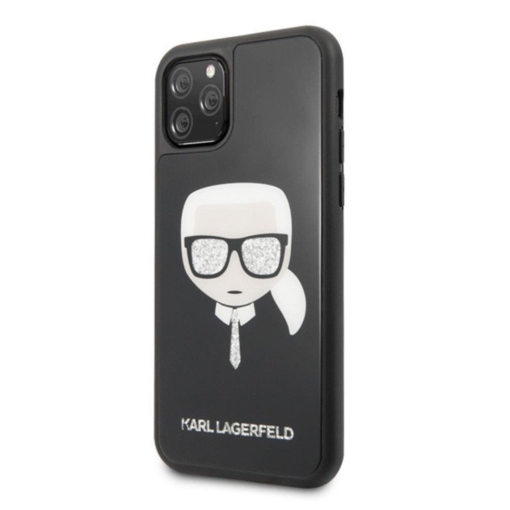 KARL LAGERFELD Maska za telefonDouble Layers Glitter za iPhone 11 Pro Max 6.5, Crna