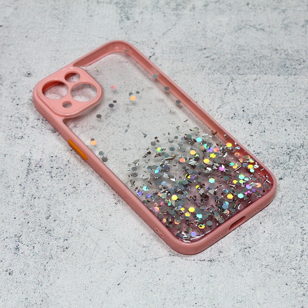 Maska za telefon Frame Glitter za iPhone 13 6.1, Roze