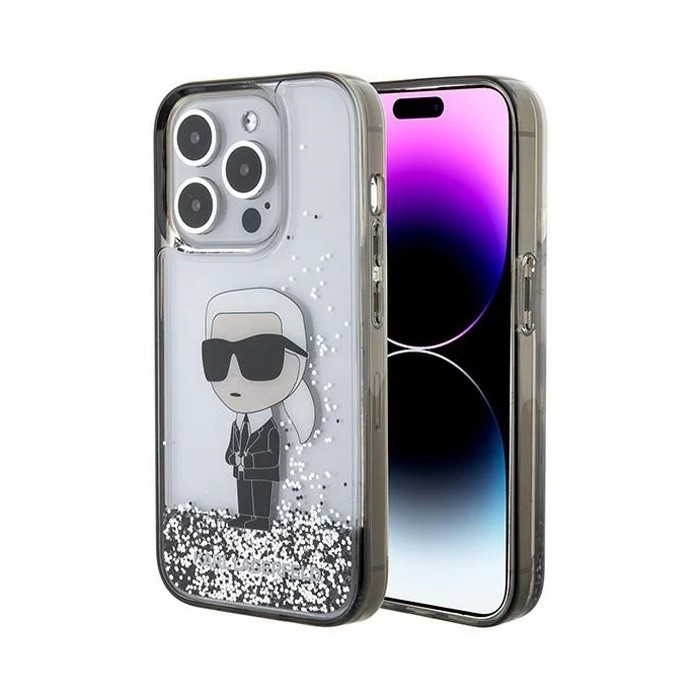 KARL LAGERFELD Maska za telefonHc Liquid Glitter Ikonik za iPhone 15 Pro 6.1, Providna