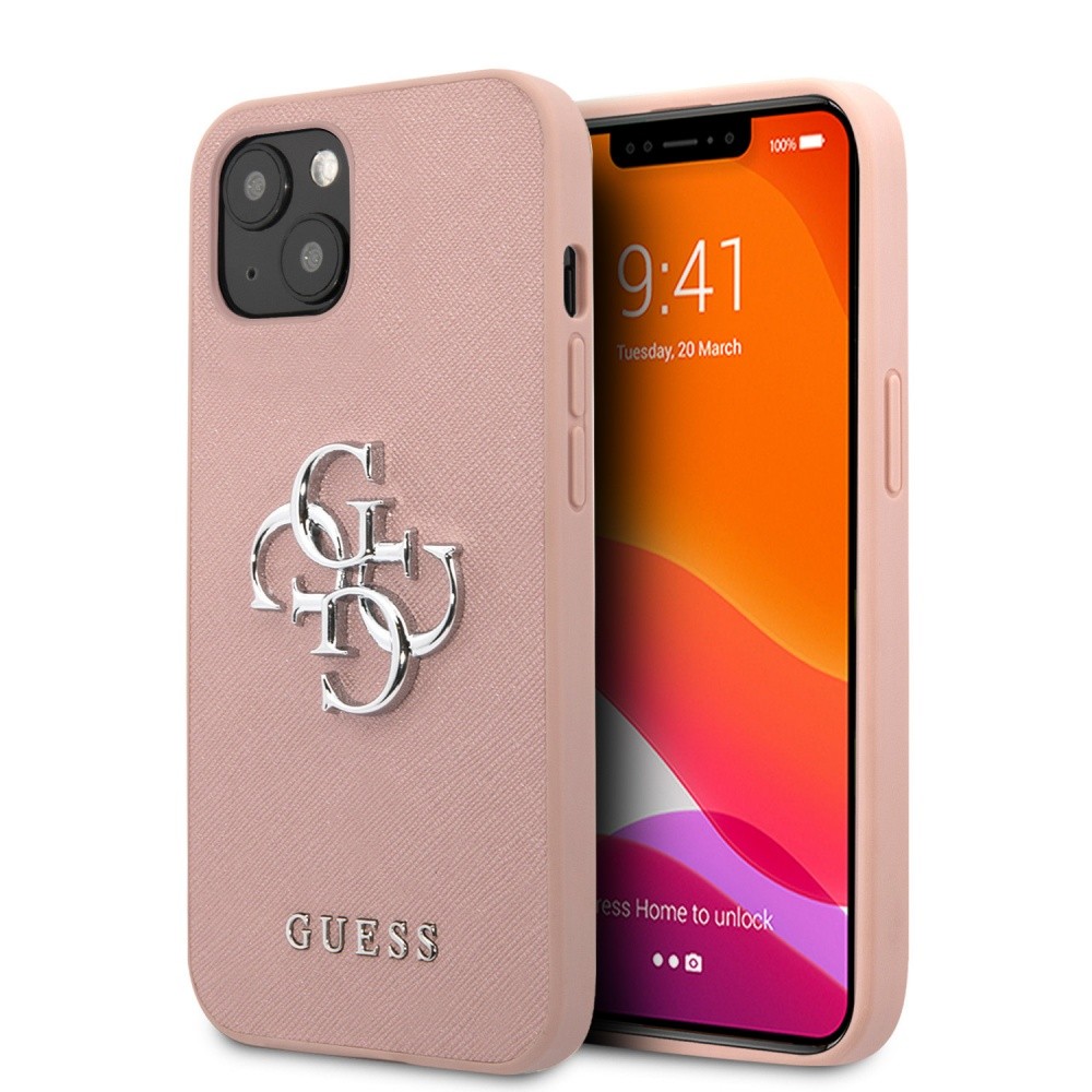 Maska za telefon Guess Saffiano Big za iPhone 13 6.1, Roze
