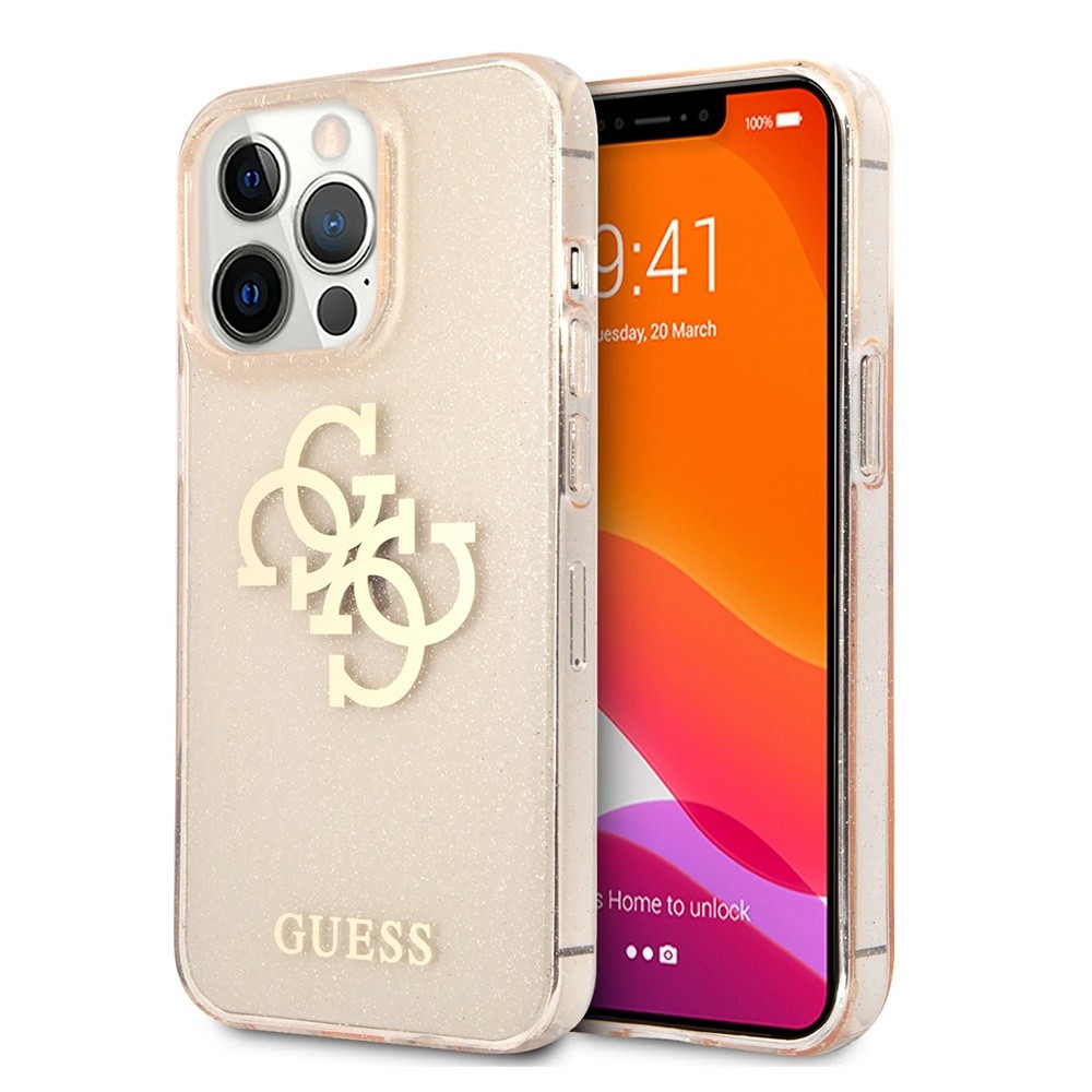 Maska za telefon Guess Hc Glitter Big za iPhone 13 Pro 6.1, Zlatne boje