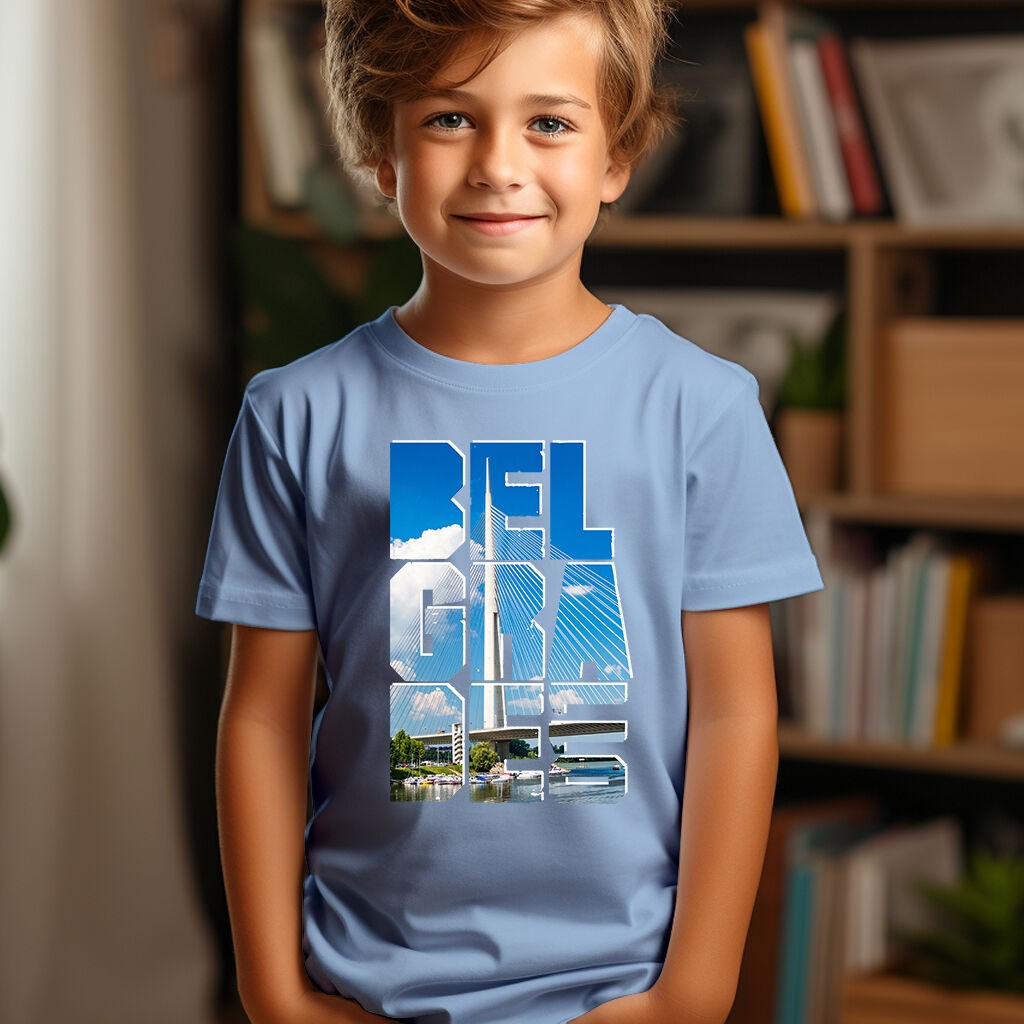 Camiseta Majica sa štampanim printom Cam 195, Dečija, Cijan