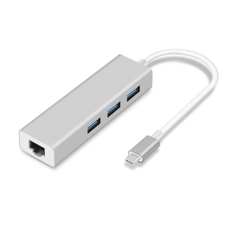 Adapter JWD-T5, Type C na 3 USB 3.0, RJ45 Gb