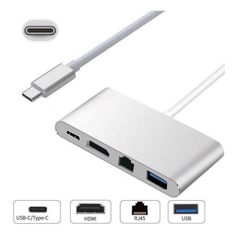 Adapter JWD-TC08, 4 u 1, Type C na RJ45, HDMI USB 3.0