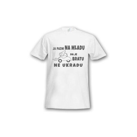 Muška majica Ja pazim na mladu, Bela