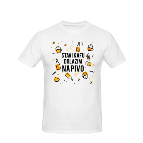 Unisex majica Stavi kafu dolazim na pivo cs3207, Bela