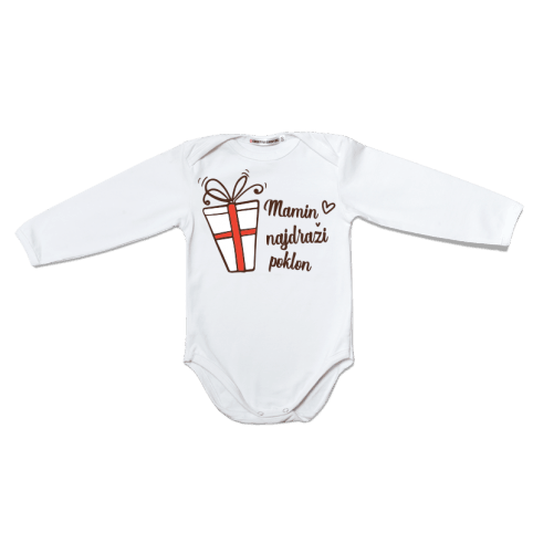 Bodi za bebe dugih rukava Mamin najdraži poklon cs3267, Beli