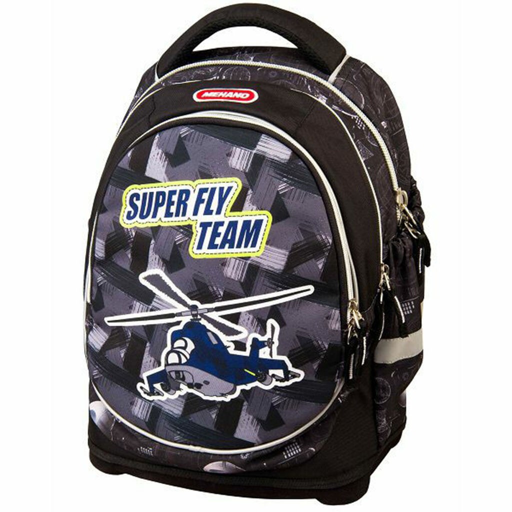 Mehano Ranac za dečake Super Fly Team, Anatomski, 32 x 41 x 18 cm, Crni
